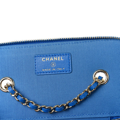 Chanel Raffia Jute Striped Small Vanity Case With Chain Blue Beige 8 of 10