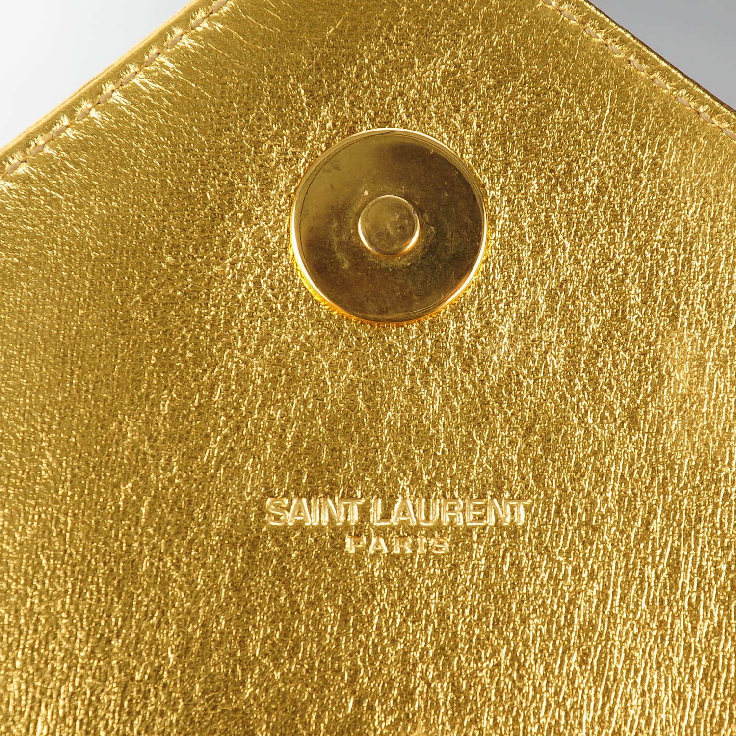 Saint Laurent Metallic Lambskin Matelasse Chevron Medium Monogram Satchel Gold 6 of 8