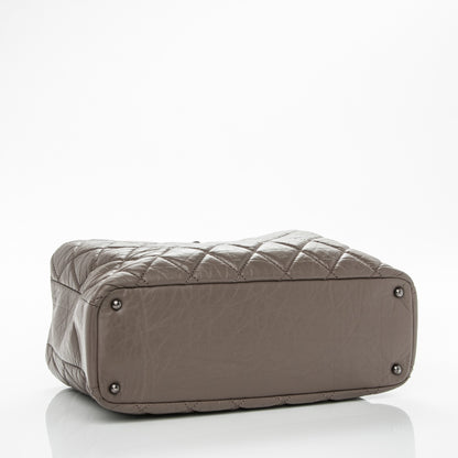 Chanel Aged Calfskin Tweed Large Quilted Portobello Tote Grey 4 of 7