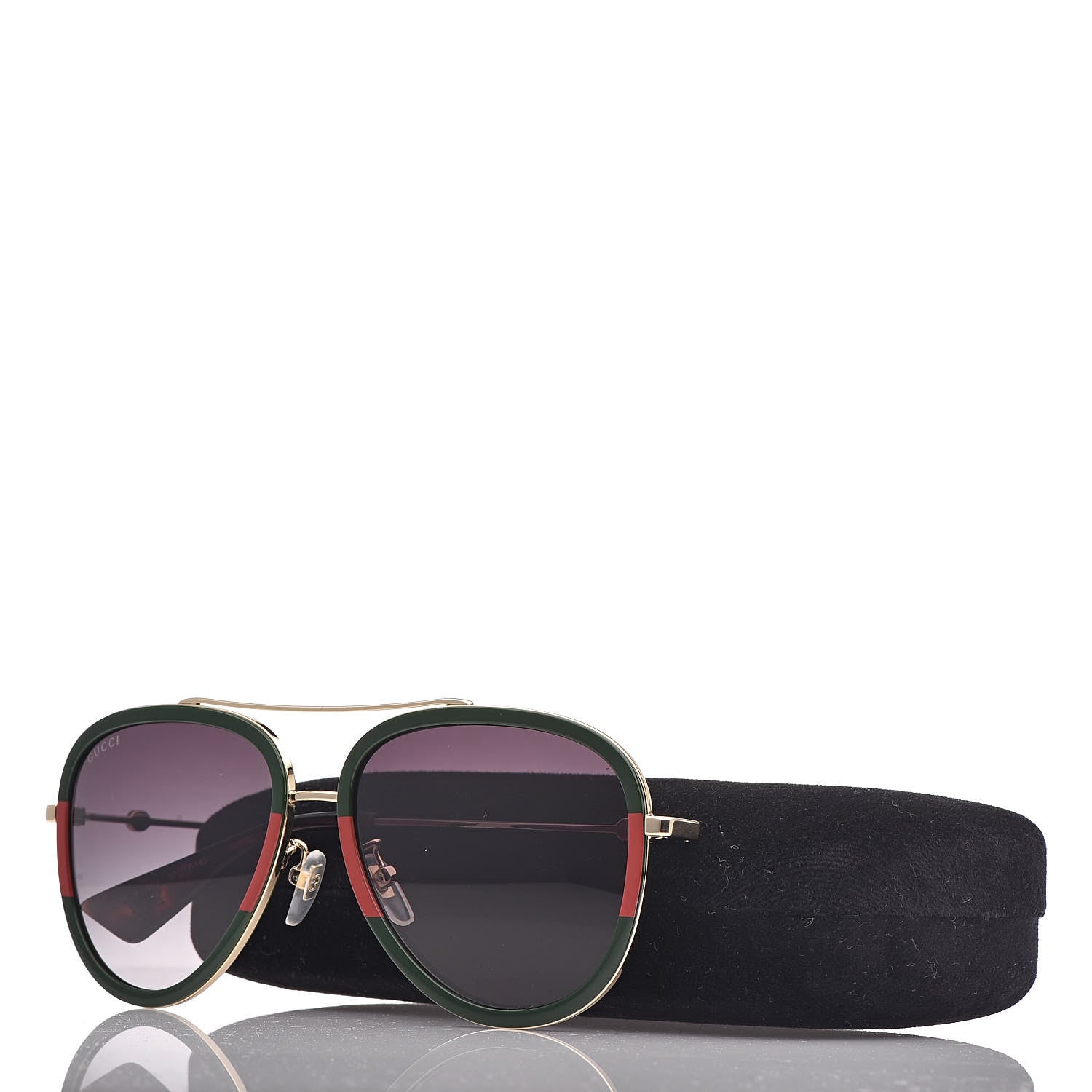 Gucci Web Aviator Sunglasses GG0062S Green Red 8 of 8