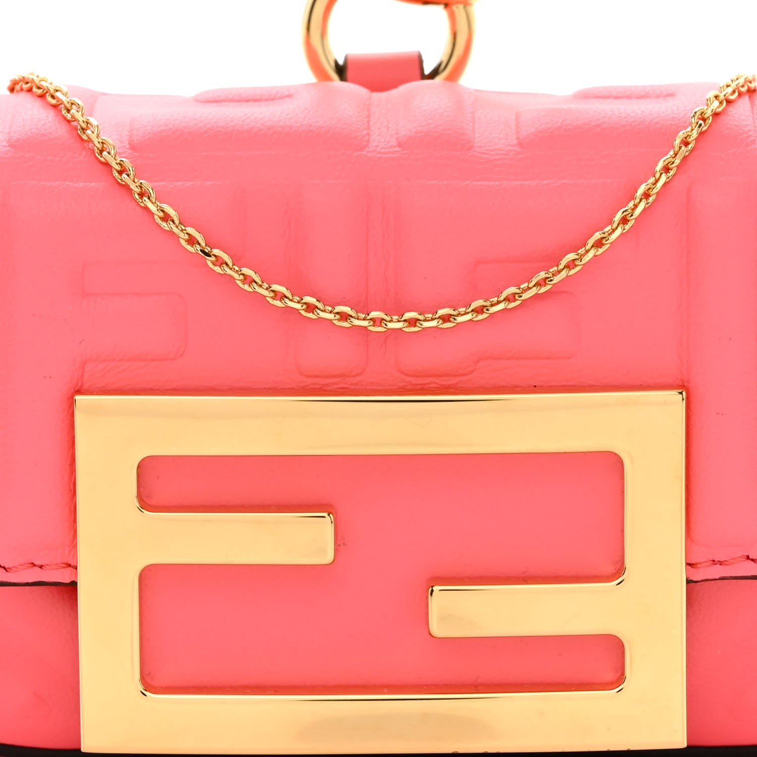 Fendi Nappa Matisse FF Embossed Nano Maxi Buckle Baguette Charm Pink Dalia 8 of 11