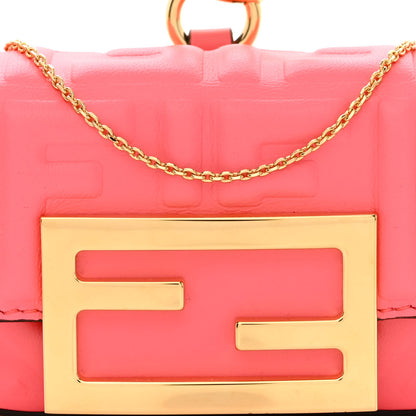 Fendi Nappa Matisse FF Embossed Nano Maxi Buckle Baguette Charm Pink Dalia 8 of 11