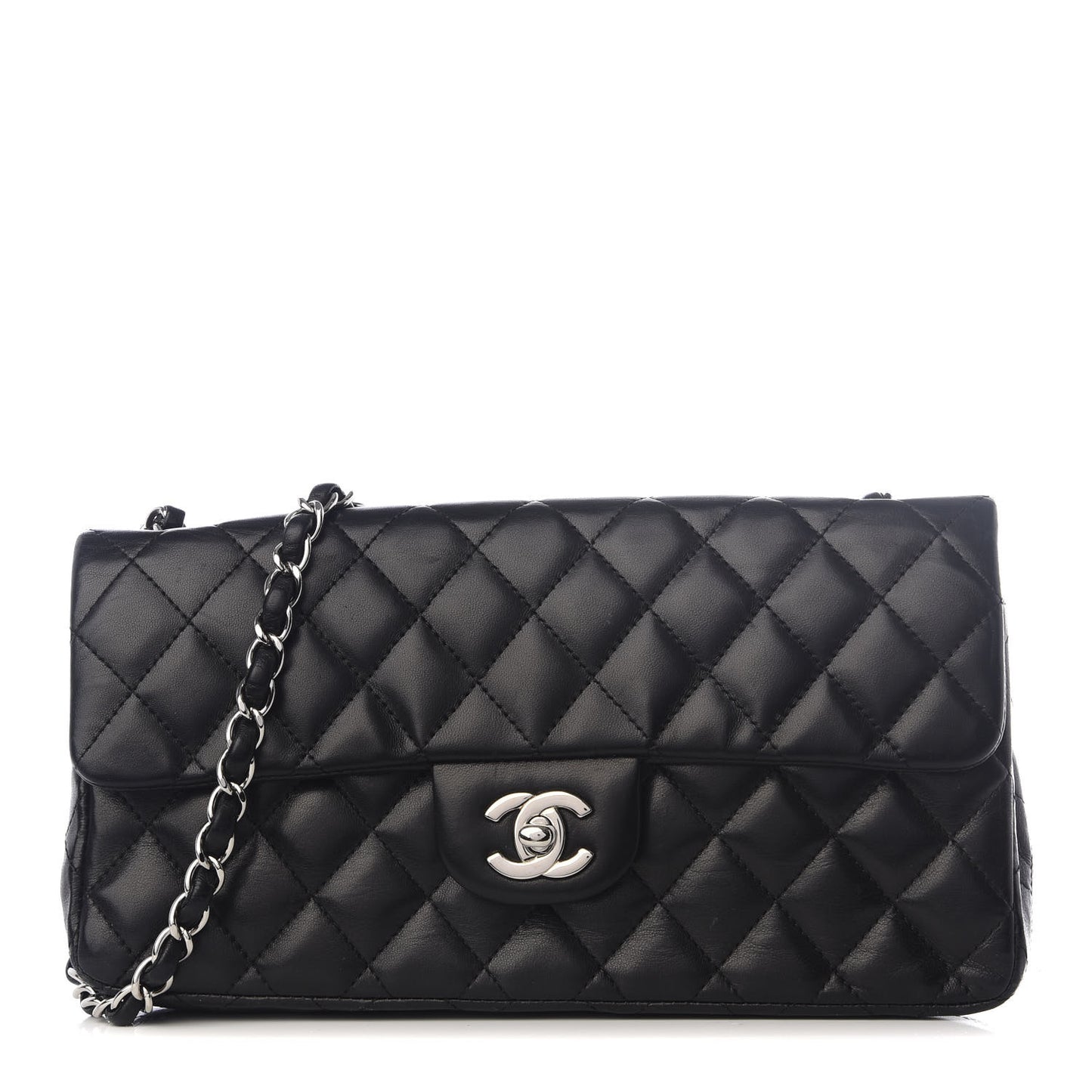 Lambskin Quilted East West Flap Black