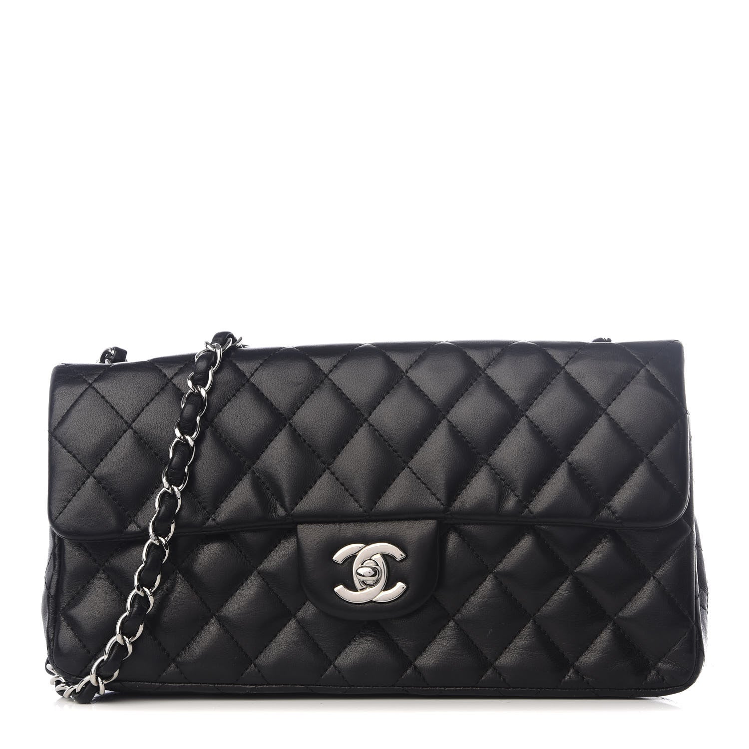 Chanel Lambskin Quilted East West Flap Black 1 of 8