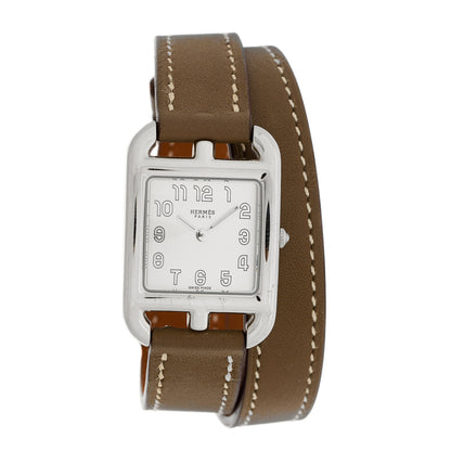 Hermes Stainless Steel Swift 23mm Cape Cod Double Tour Quartz Watch Etoupe 1 of 5