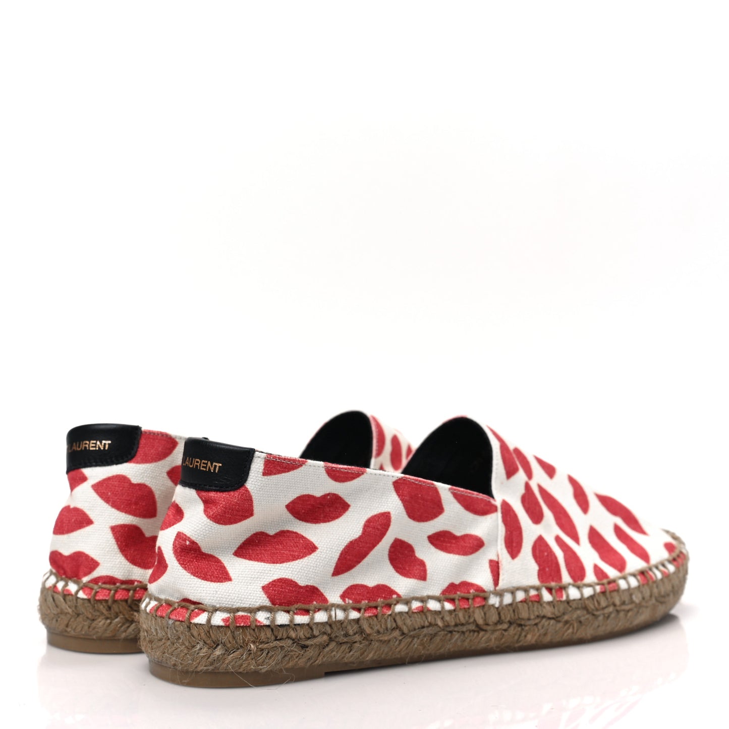 Lip Print Canvas Espadrilles 39.5 Bianco Rosso Black