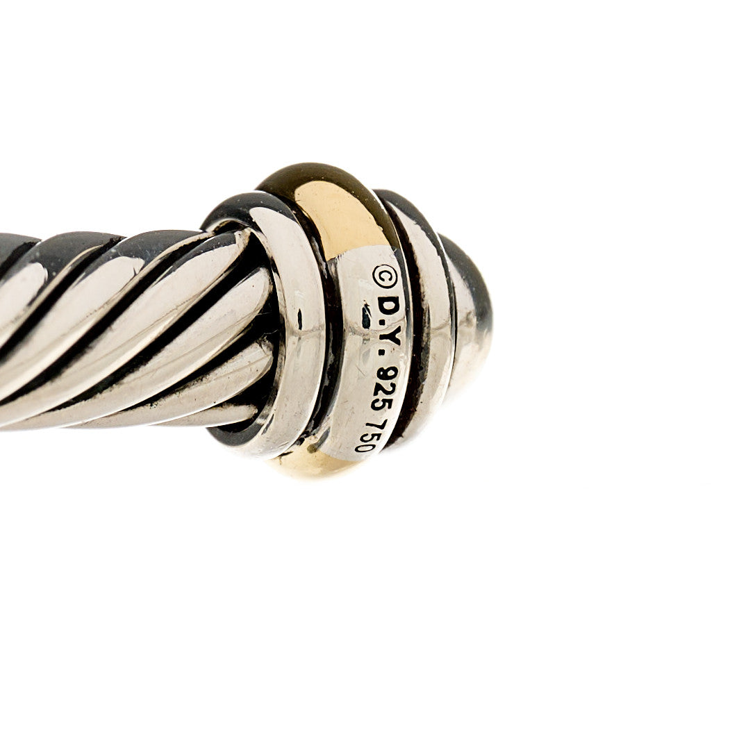 David Yurman Sterling Silver 18K Yellow Gold 4mm Cable Classics Bracelet 4 of 4