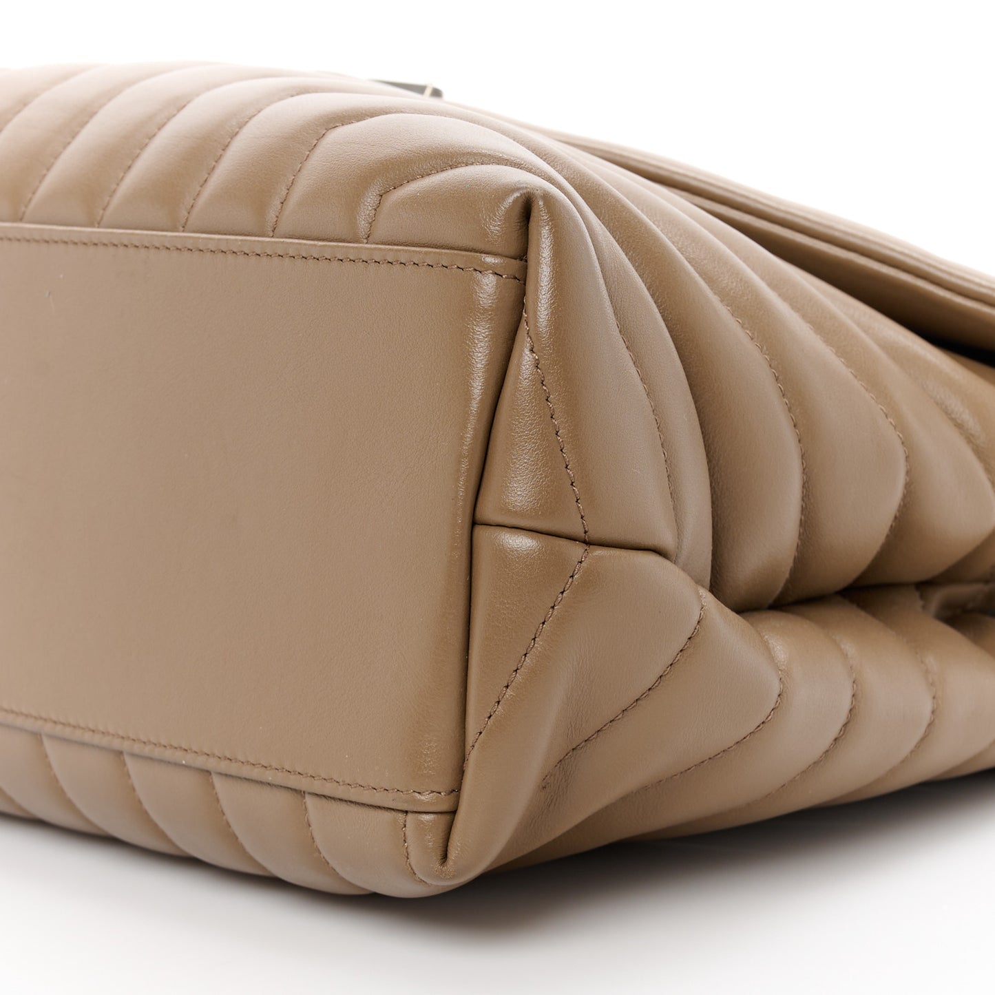 Calfskin Y Quilted Monogram Medium Loulou Chain Satchel Dark Beige