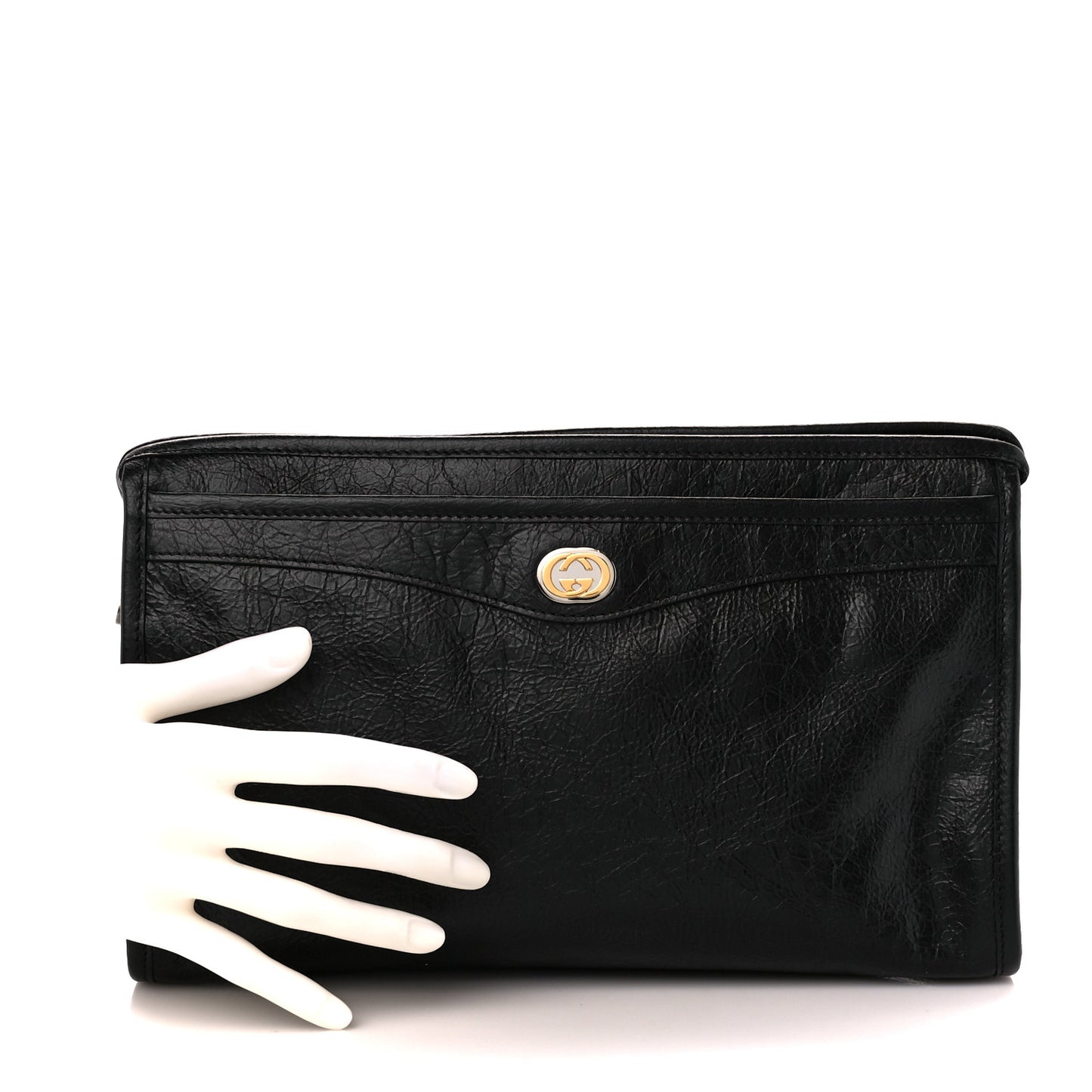 Fluffy Calfskin Morpheus Zip Pouch Black