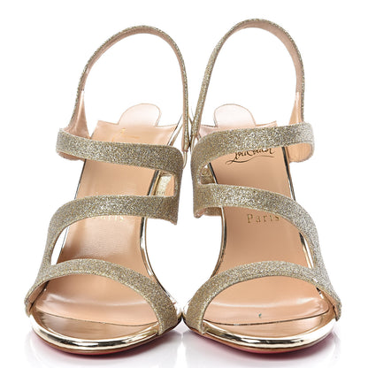 Christian Louboutin Glitter Specchio Vavazou 100 Strappy Sandals 41 Light Gold 2 of 9