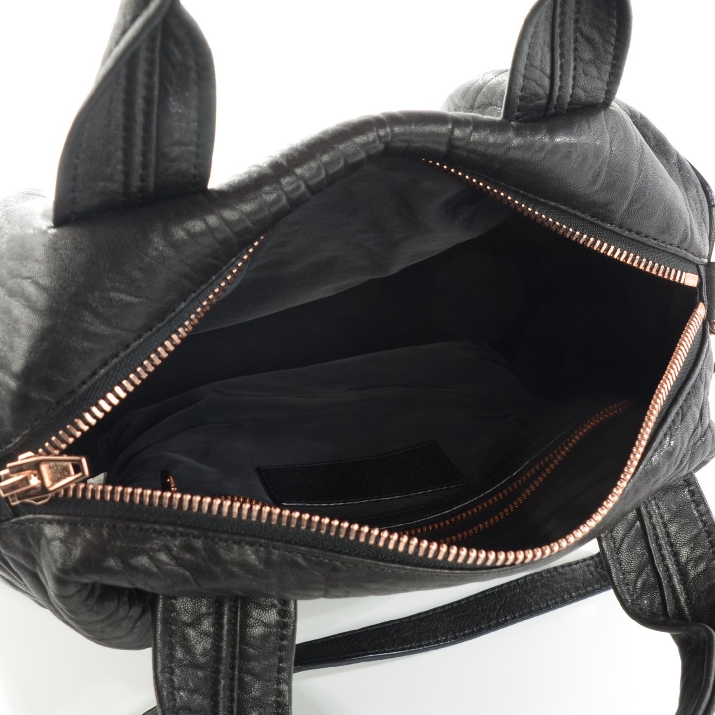 Pebbled Lambskin Rocco Black Rose Gold Hardware