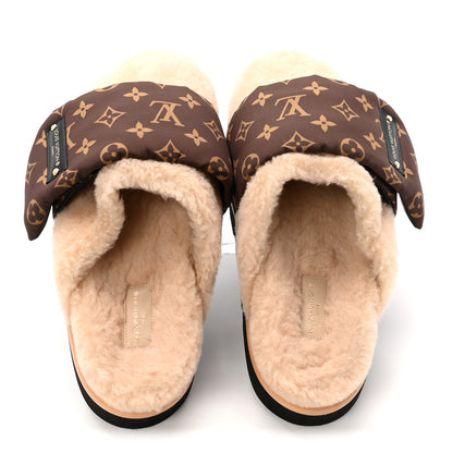 Louis Vuitton Nylon Monogram Shearling Pillow Comfort Mule 40 Cacao Brown 2 of 8