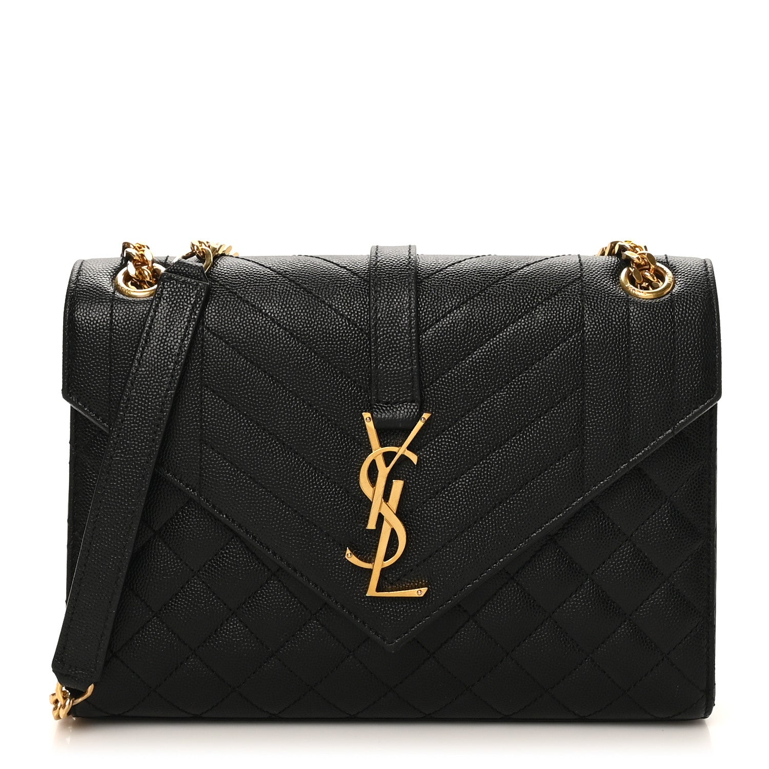 Saint Laurent Grain De Poudre Textured Mixed Matelasse Triquilt Medium Monogram Satchel Black 1 of 10