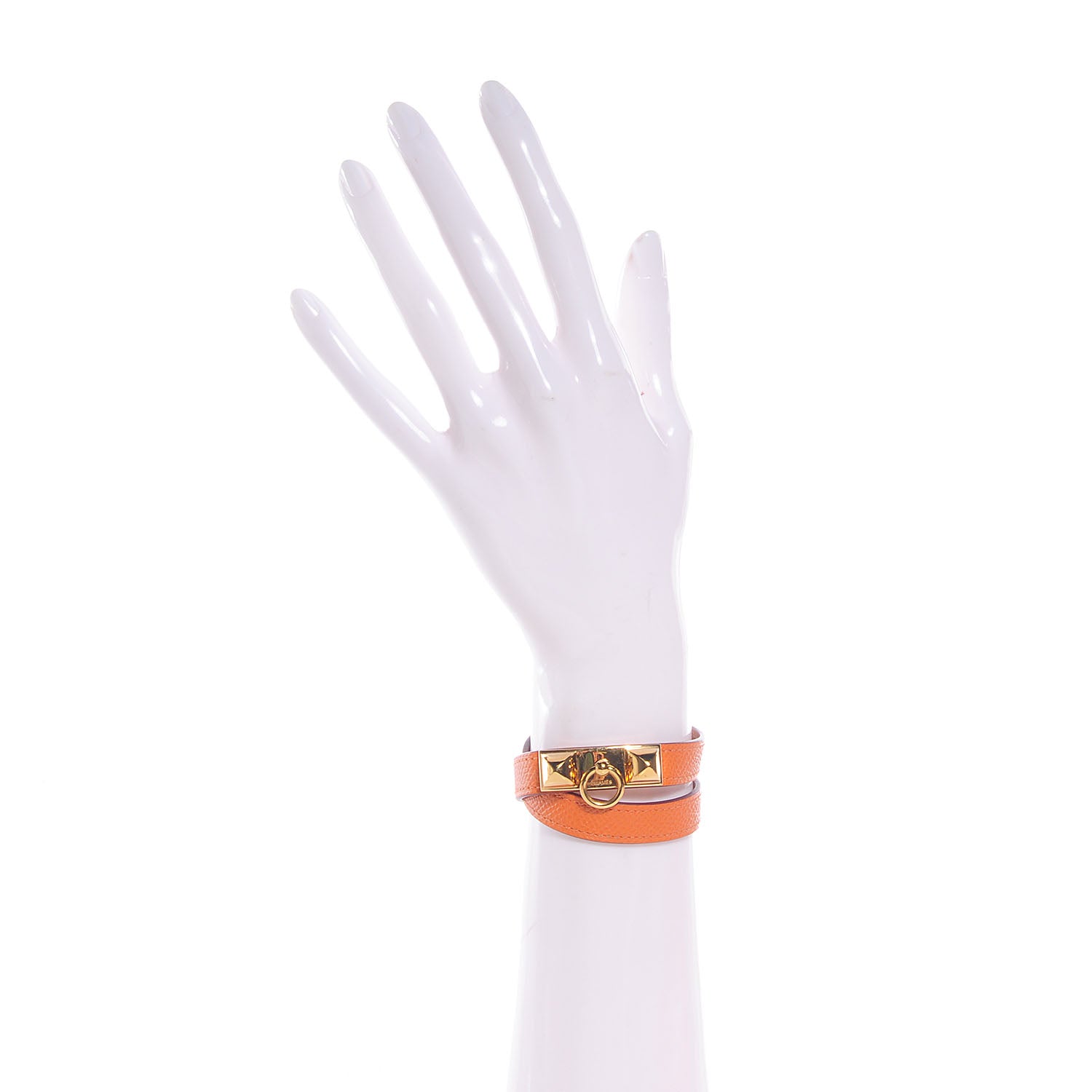 Hermes Epsom Rivale Double Tour Bracelet Extra Small Orange 2 of 8