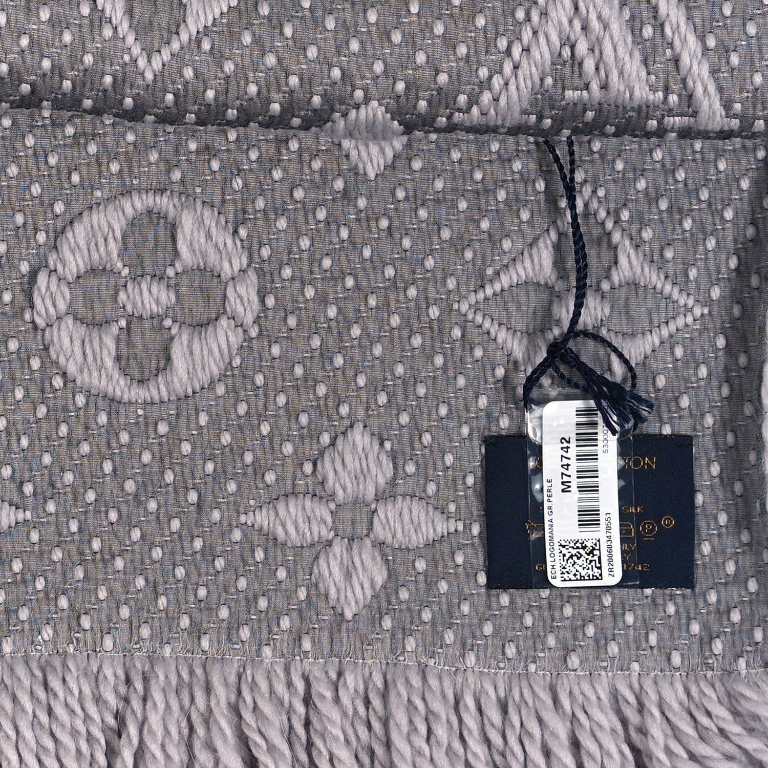 Louis Vuitton Wool Silk Logomania Scarf Pearl Grey 3 of 3