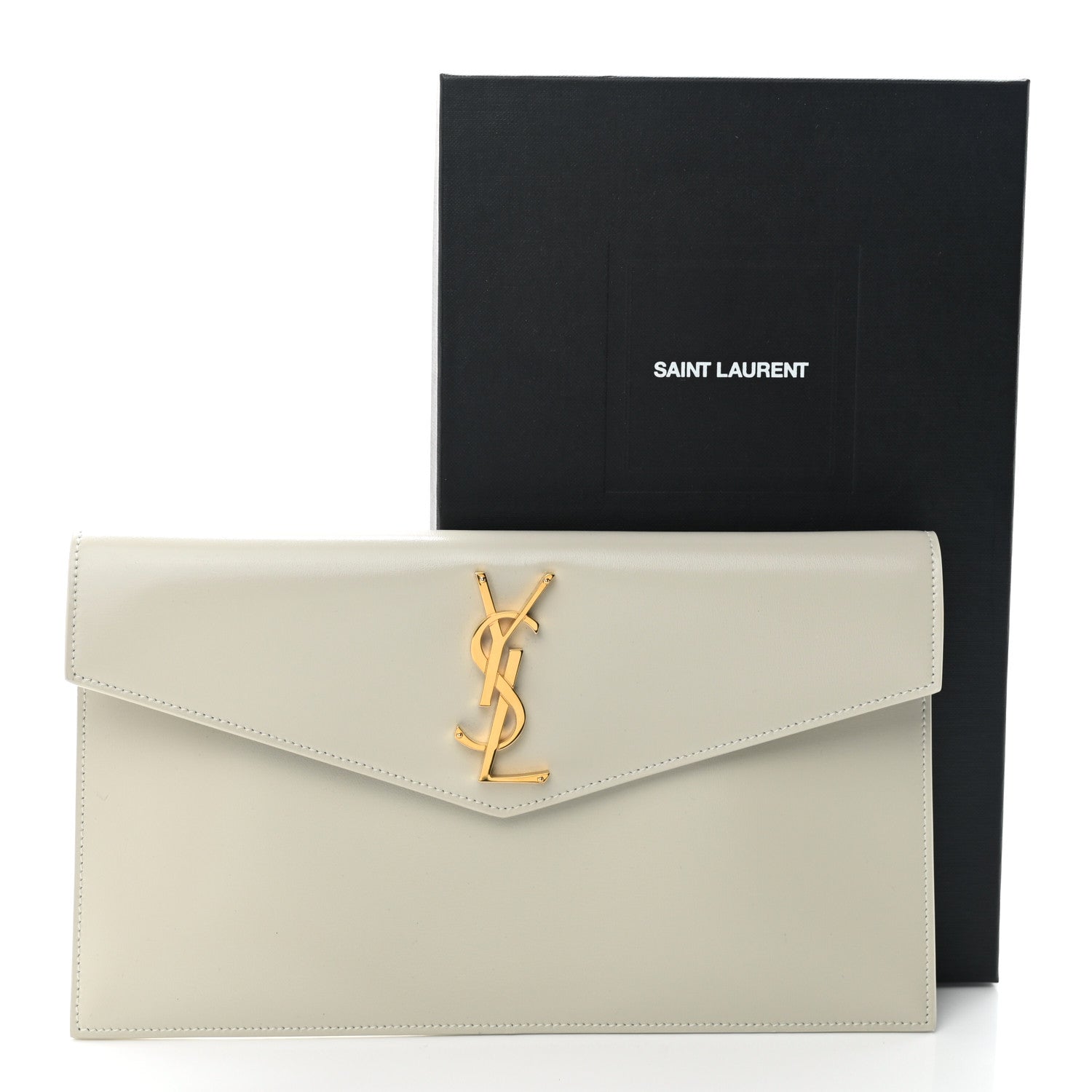 Saint Laurent Smooth Shiny Calfskin Uptown Pouch Crema Soft 8 of 8