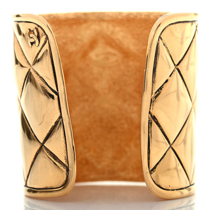 Chanel Metal Quilted Wide CC Cuff Gold 3 of 4