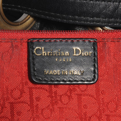 Christian Dior Lambskin Cannage Drawstring Bag Black 6 of 7