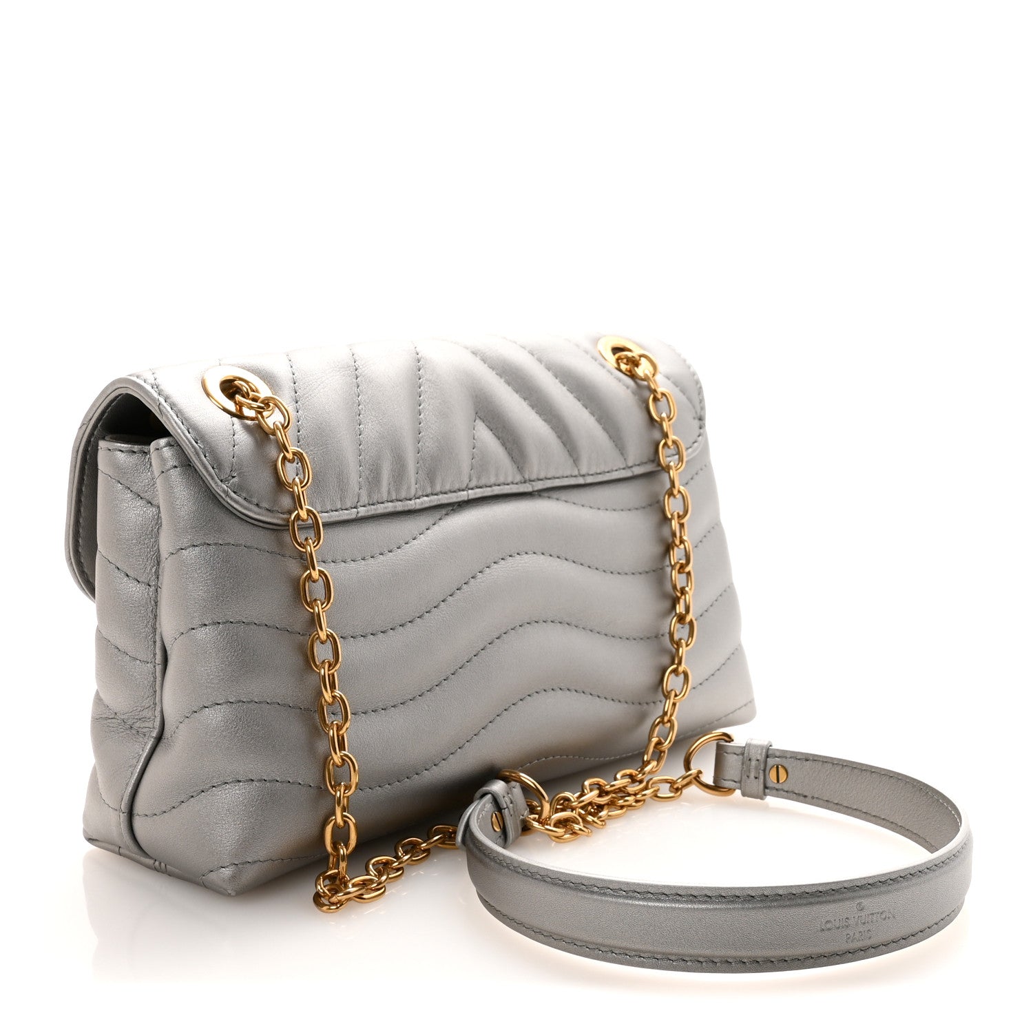 Louis Vuitton Metallic Calfskin New Wave Chain Bag MM NM Silver 3 of 9