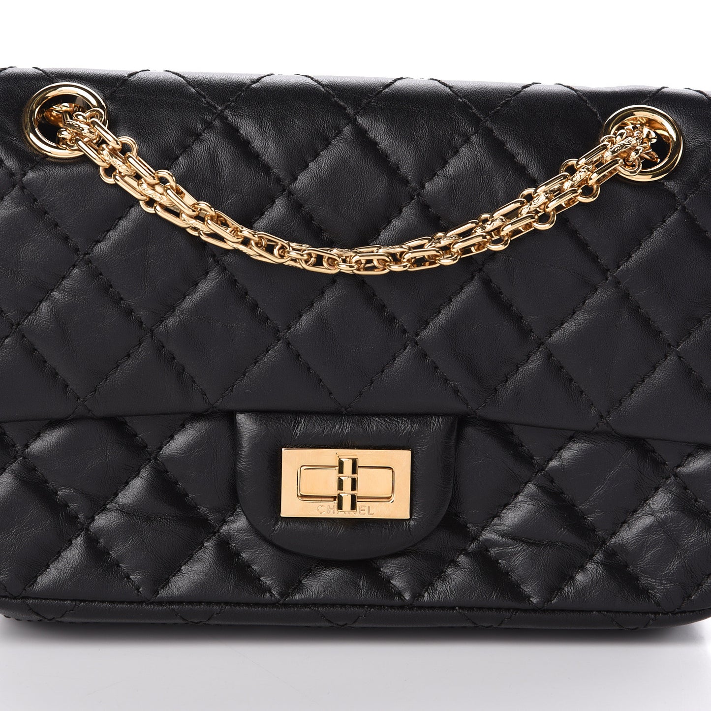 Aged Calfskin Quilted 2.55 Reissue Mini Flap Black