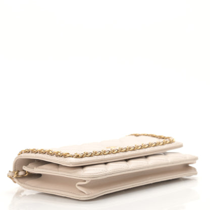 Chanel Lambskin Quilted Chain Around Wallet On Chain WOC Beige 4 of 12