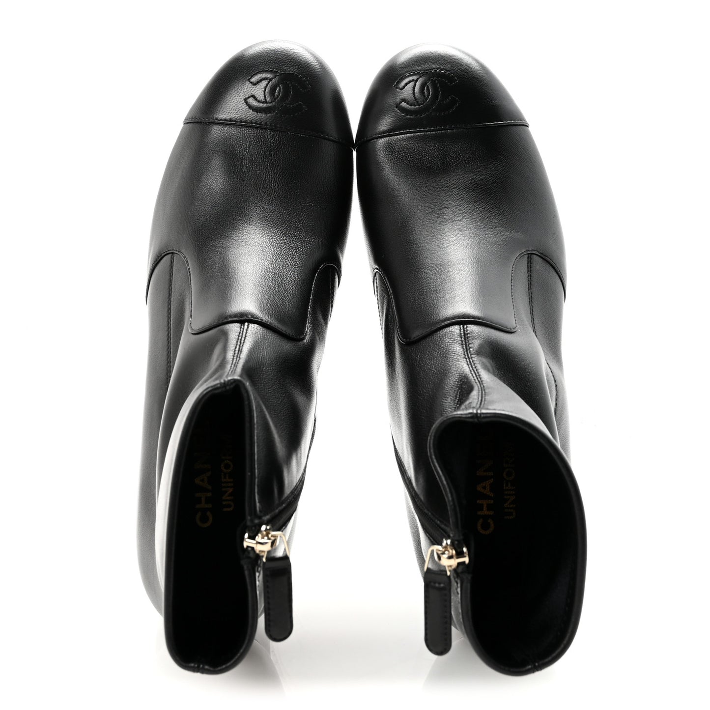 Stretch Lambskin Cap Toe CC Short Boots 40 Black