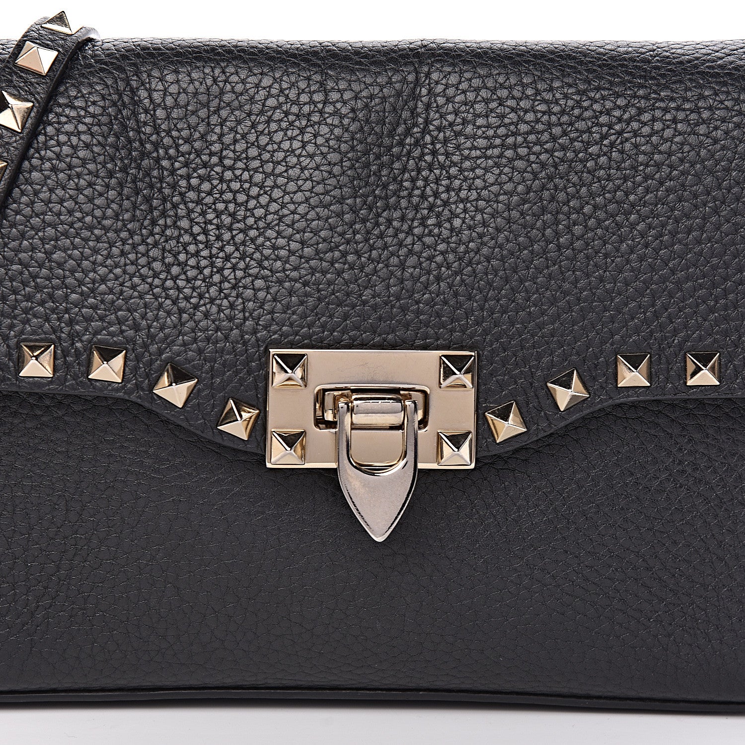 Valentino Garavani Pebbled Calfskin Medium Rockstud Flip Lock Crossbody Bag Black 14 of 14