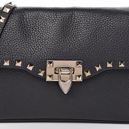 Valentino Garavani Pebbled Calfskin Medium Rockstud Flip Lock Crossbody Bag Black 14 of 14