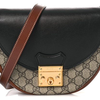 Gucci GG Supreme Monogram Calfskin Small Padlock Messenger Shoulder Bag Beige Black Cuir 8 of 10
