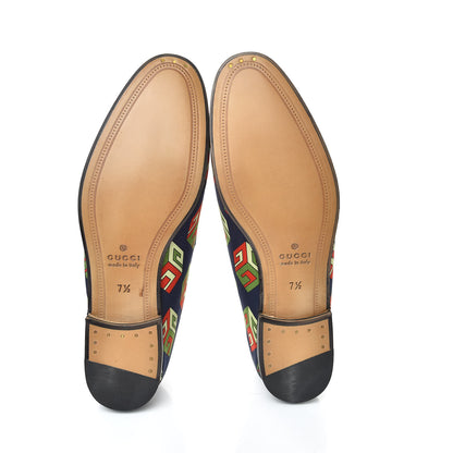 Gucci Satin Lambskin Mini GG Wallpaper Mens Brixton Horsebit Loafers 7.5 Royal Blue Blue Agata 5 of 9