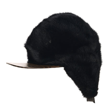 Fendi Mink Glazed Fabric FF Cap Hat M Black Tobacco 2 of 16