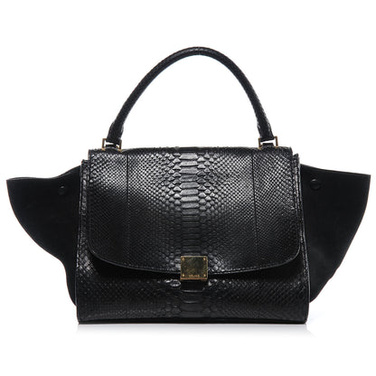 Celine Python and Suede Small Trapeze Black 1 of 6