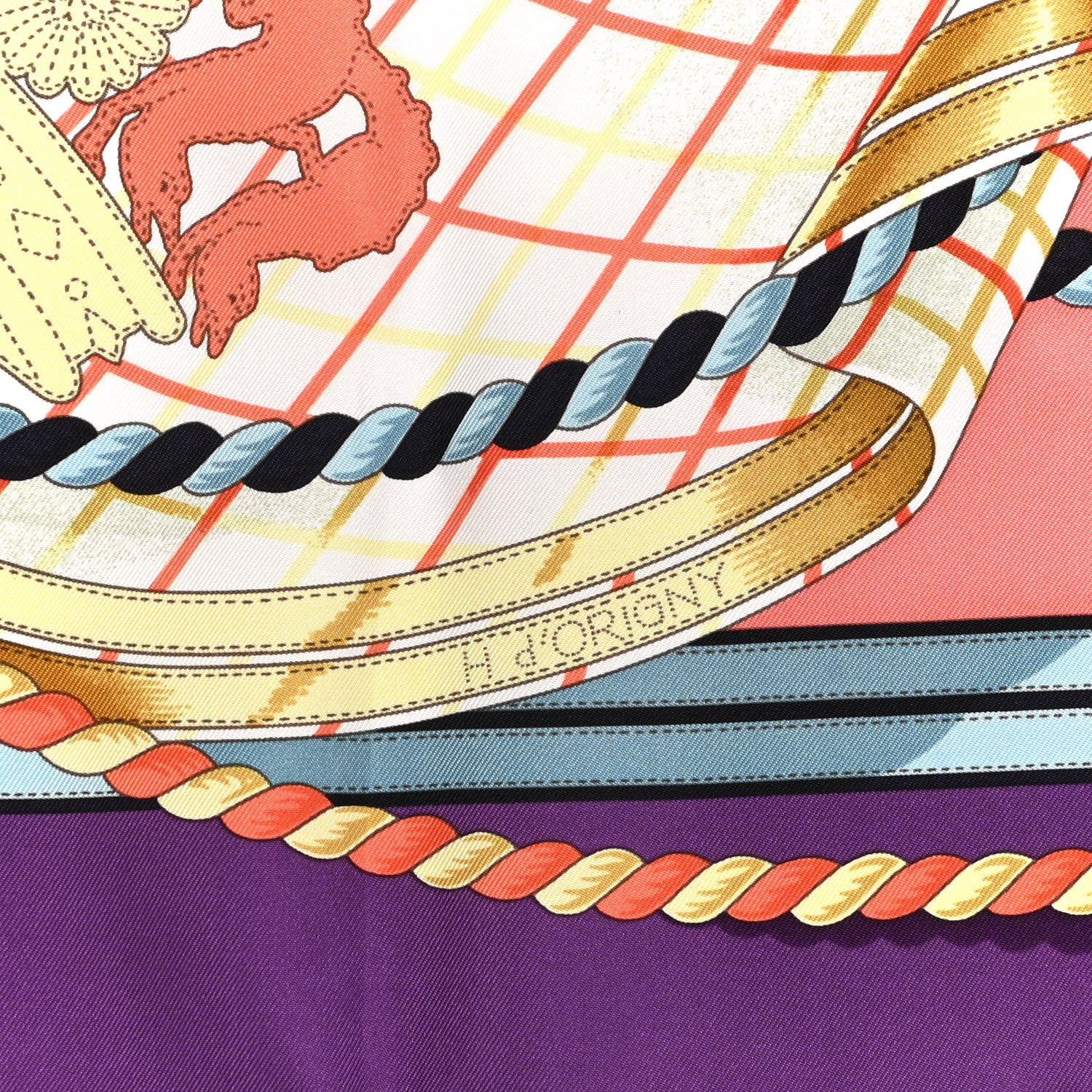 Hermes Silk Grande Tenue Scarf 90 Violet Marine Rose 5 of 6