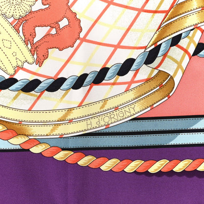 Hermes Silk Grande Tenue Scarf 90 Violet Marine Rose 5 of 6