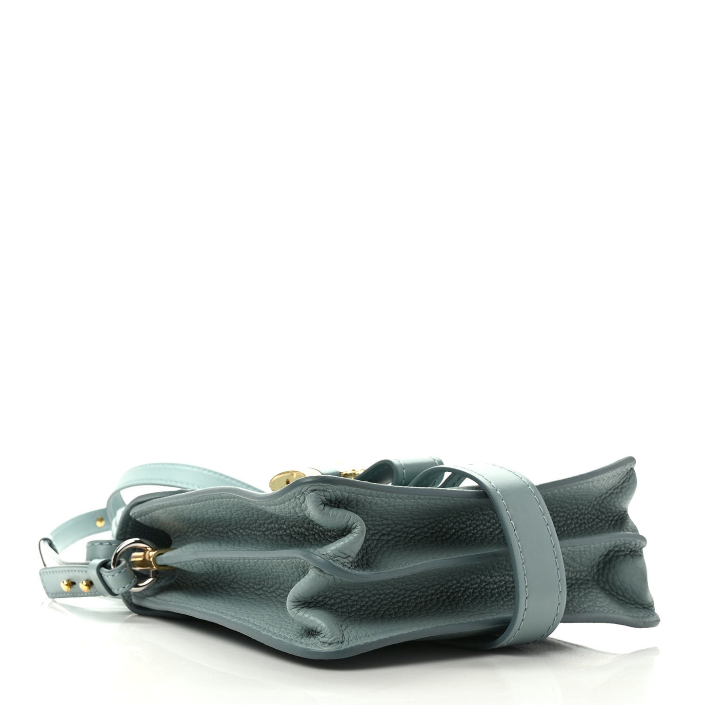 Shiny Grained Calfskin Small Aby Day Shoulder Bag Faded Blue