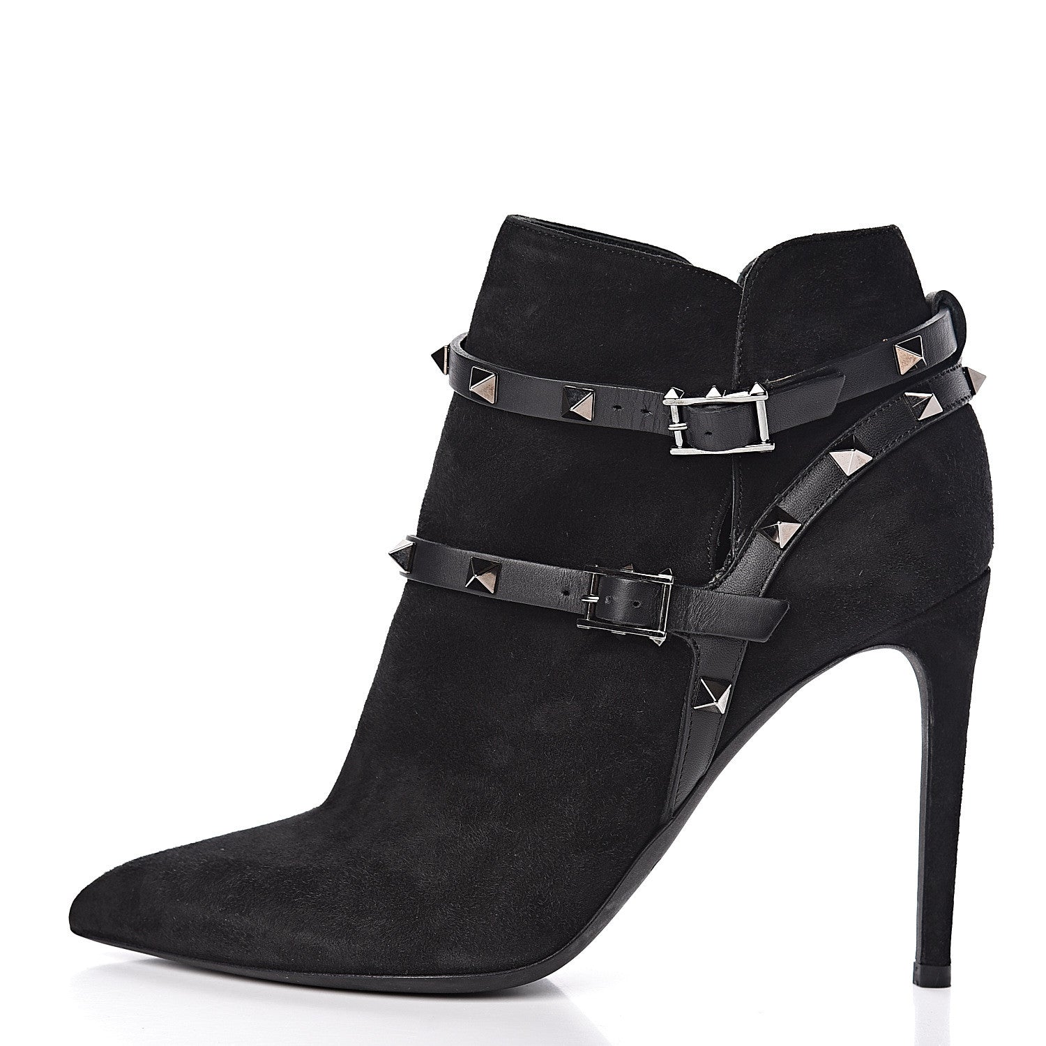 Valentino Garavani Suede Rockstud Double Buckle 100mm Ankle Boots 38 Black 1 of 11