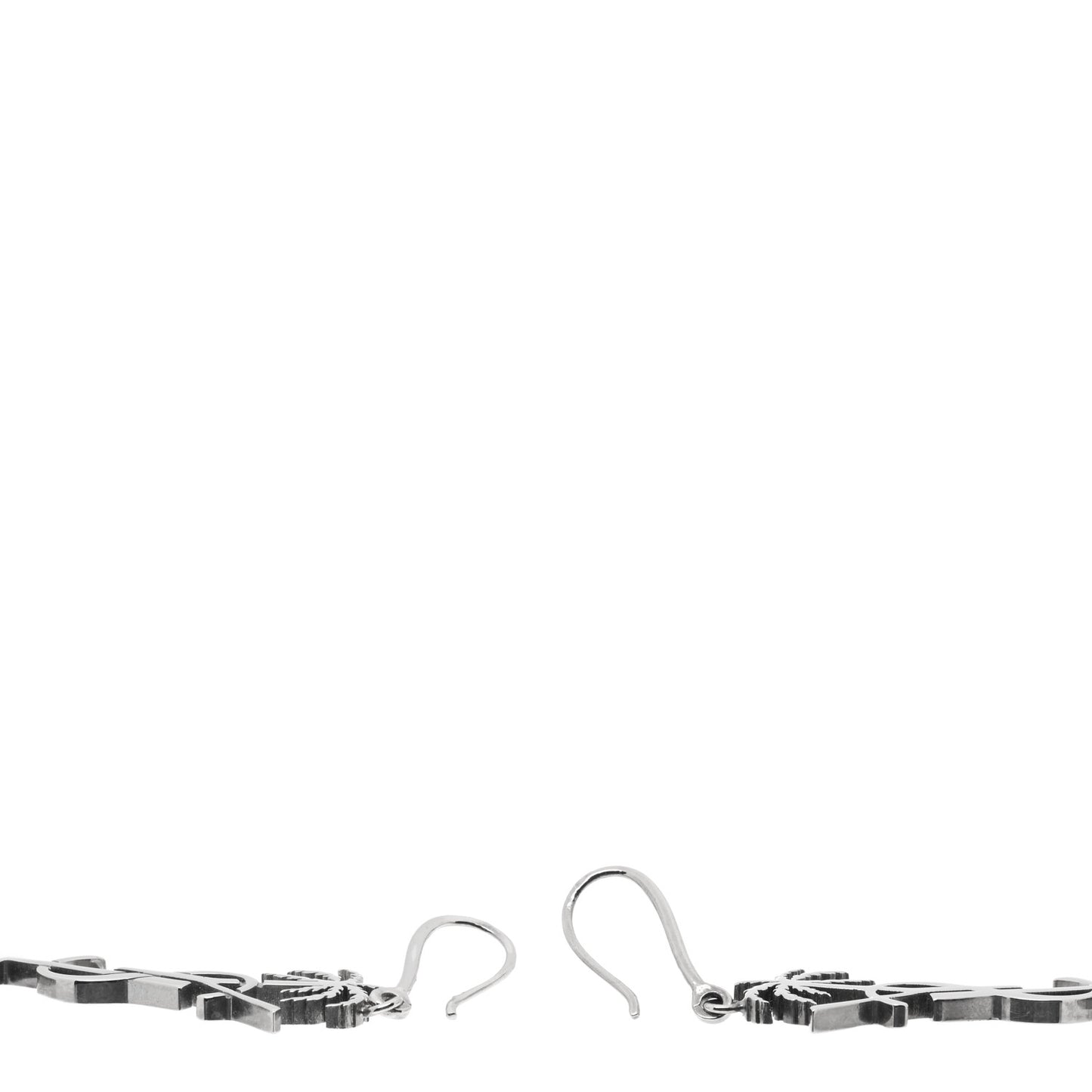 Metal Monogram Palm Earrings Silver
