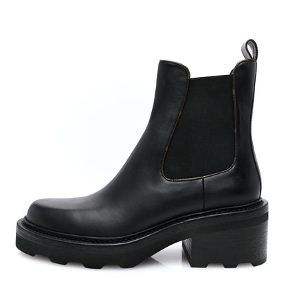 Louis Vuitton Calfskin Monogram Beaubourg Ankle Boots 39 Black 1 of 8