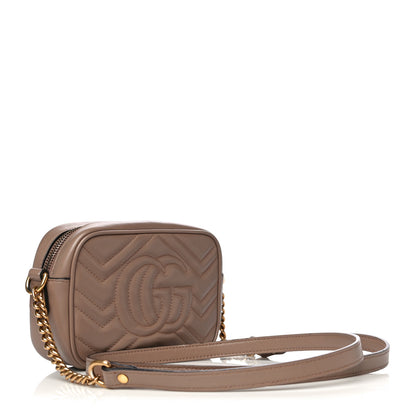 Gucci Calfskin Matelasse Mini GG Marmont Chain Shoulder Bag Porcelain Rose 2 of 19