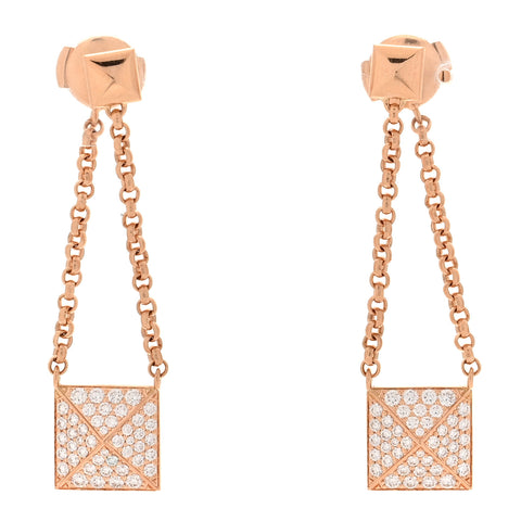 18K Rose Gold Diamond Clou d'H Dangle Earrings