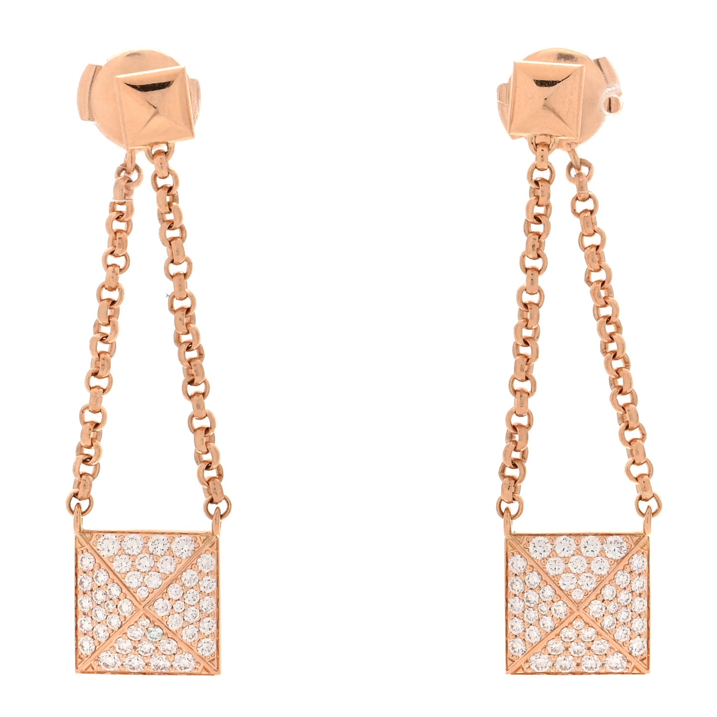 18K Rose Gold Diamond Clou d'H Dangle Earrings