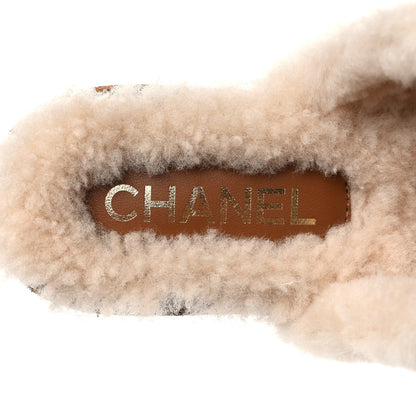 Chanel Suede Calfskin Shearling Turn Lock Clogs 39 Brown 7 of 8