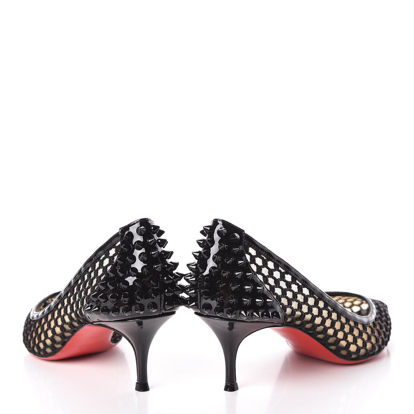 Fishnet Mesh Suede Guni 55 Spiked Pumps 37 Black