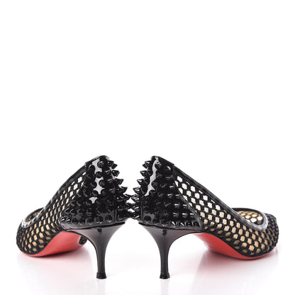 Christian Louboutin Fishnet Mesh Suede Guni 55 Spiked Pumps 37 Black 5 of 12