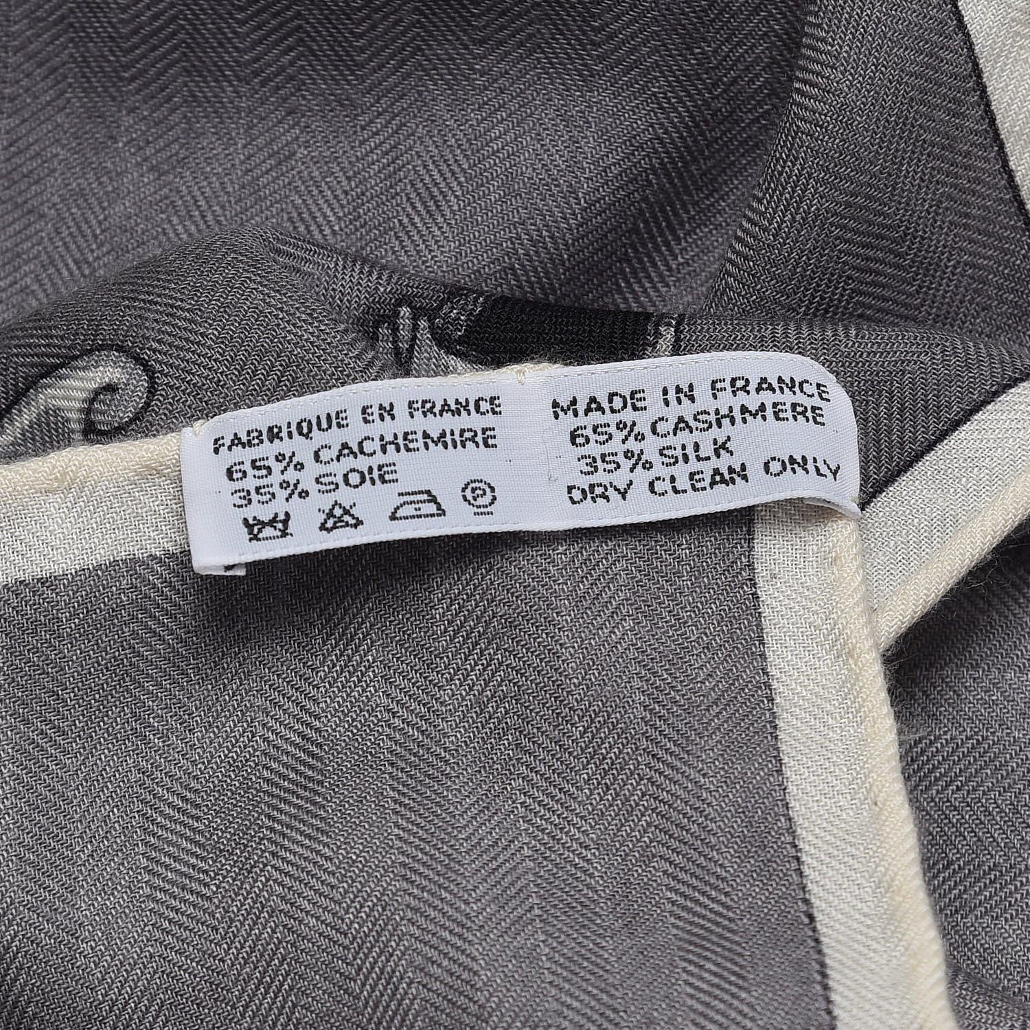 Hermes Cashmere Silk L Instruction Du Roy Shawl 140 Gris Acier White Black 4 of 6