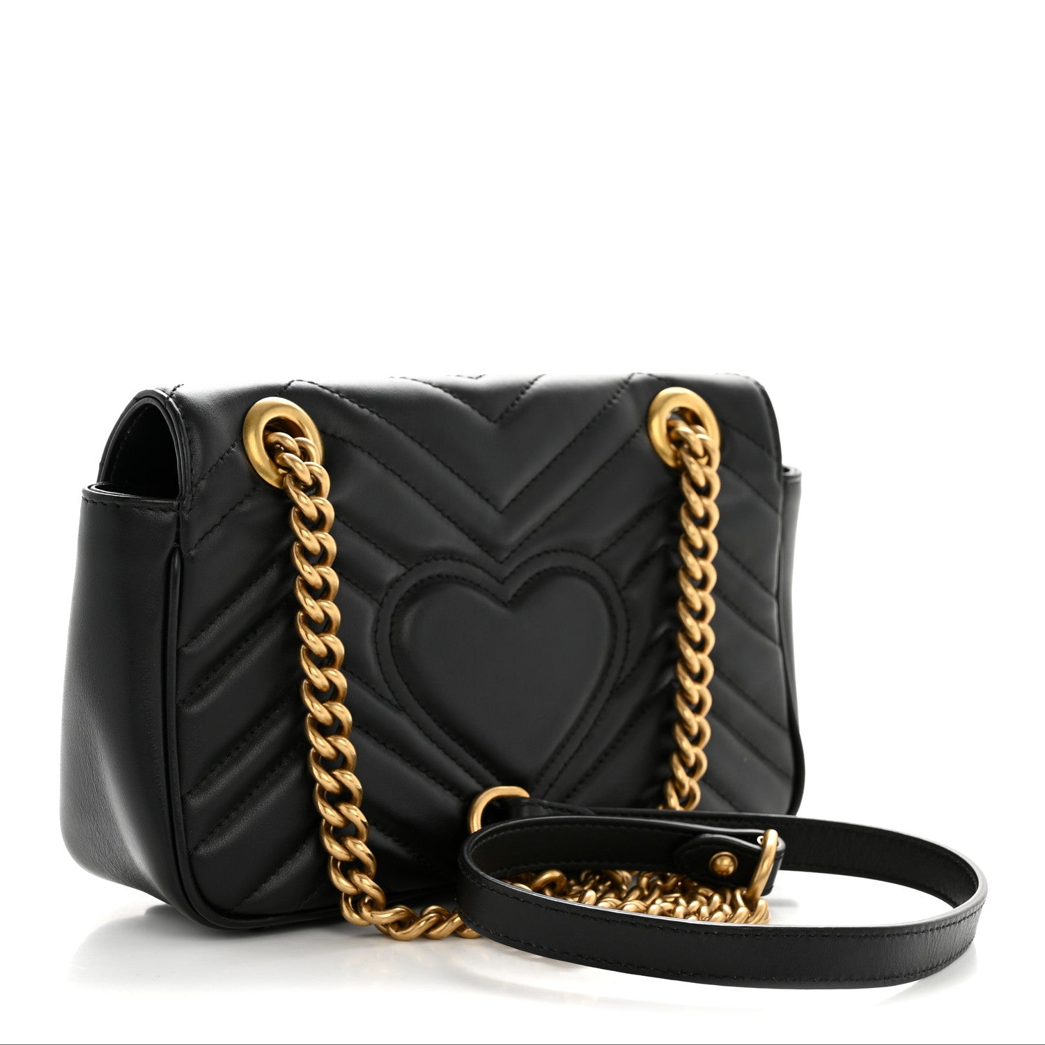 Gucci Calfskin Matelasse Mini GG Marmont Shoulder Bag Black 3 of 11