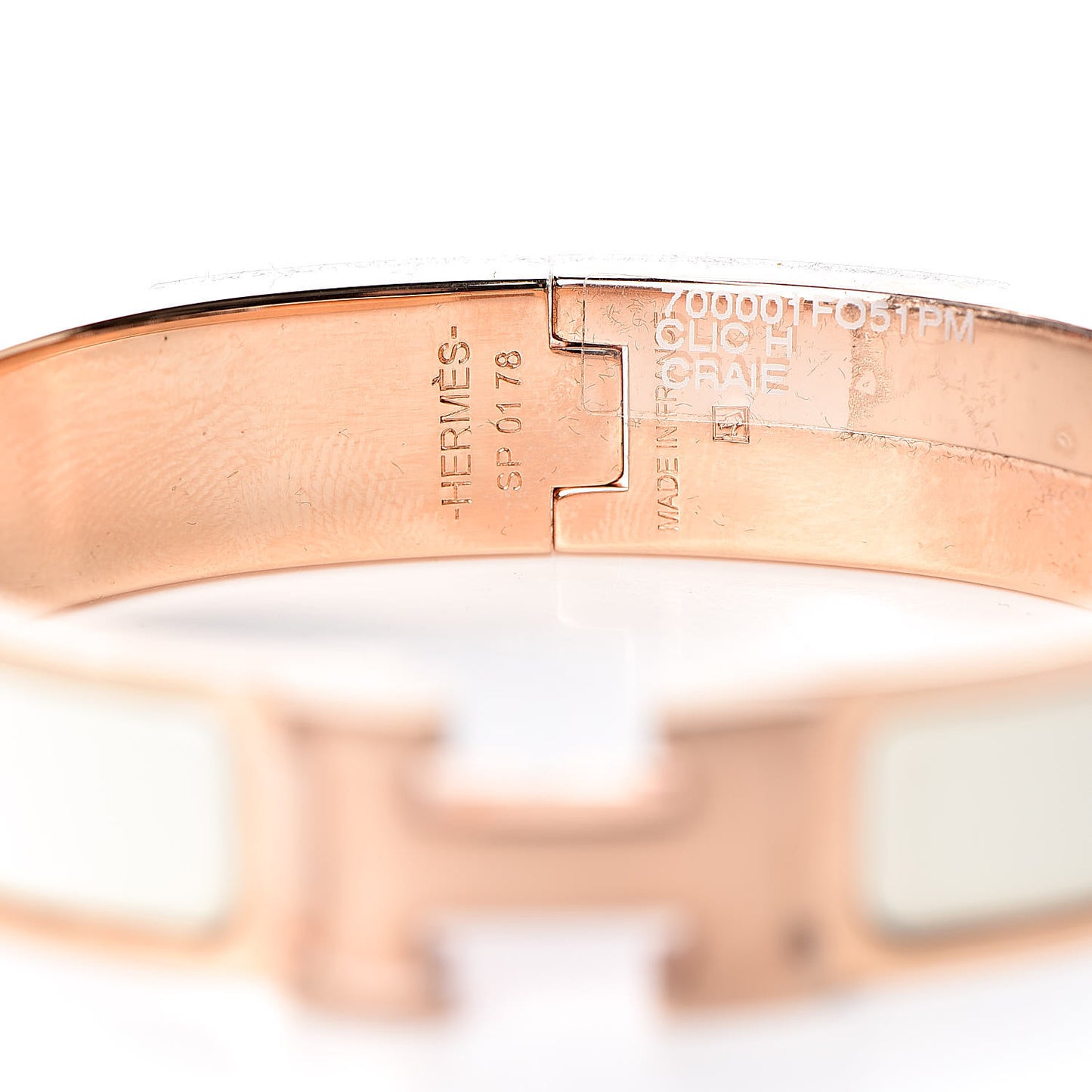 Enamel Narrow Clic Clac H Bracelet PM Craie