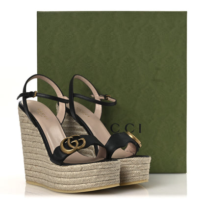 Gucci Nappa Matelasse GG Marmont Slingback Platform 45/130mm Espadrille Wedges 36 Black 11 of 11