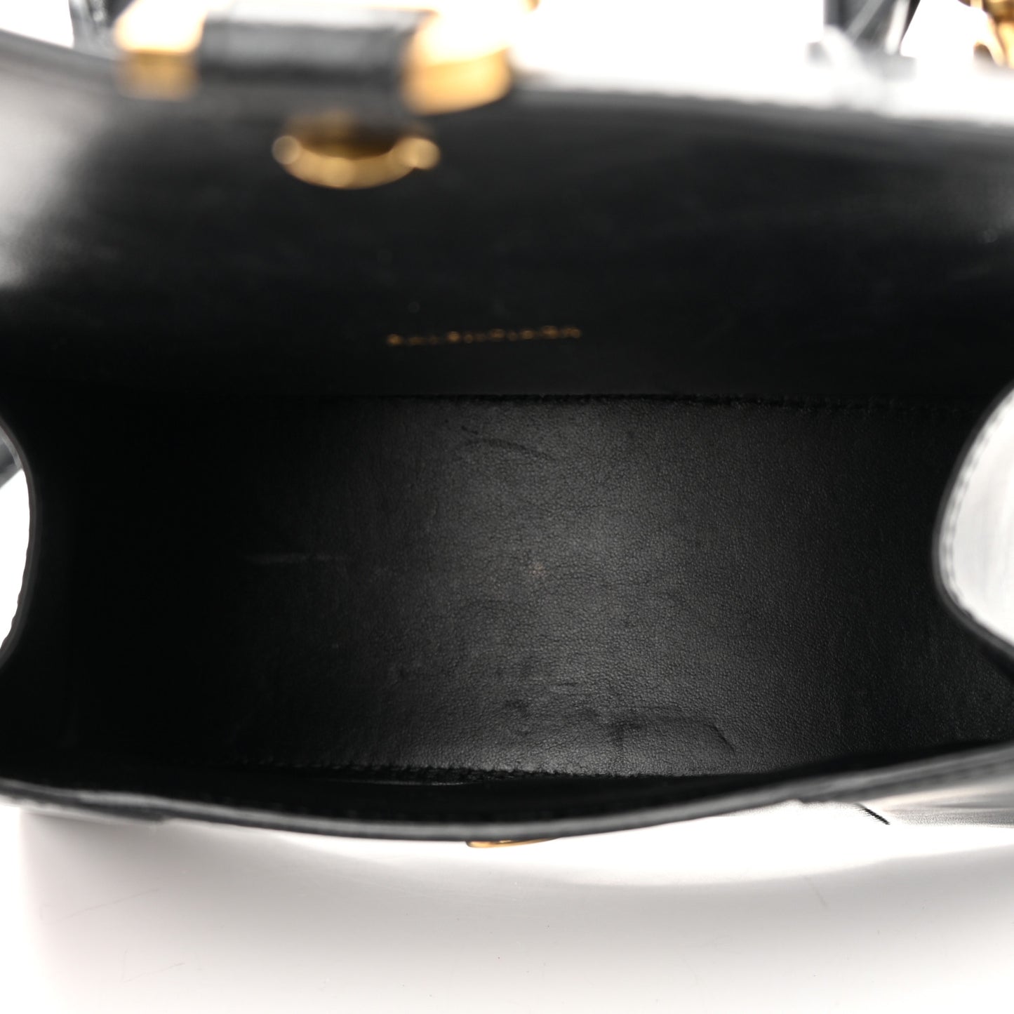 Shiny Box Calfskin Hourglass Top Handle Bag XS Black