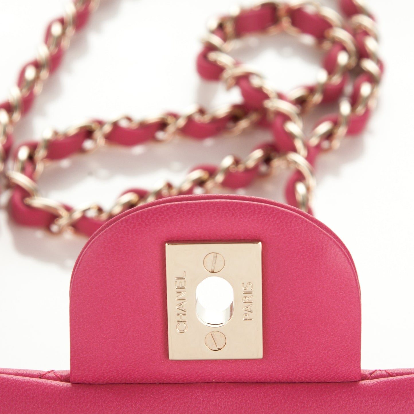 Lambskin Quilted Mini Rectangular Flap Fuchsia
